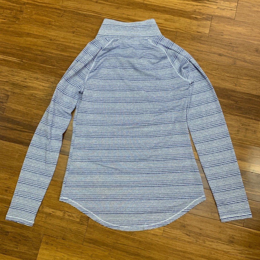 Under Armour Zinger Blue White Stripe Mock Neck Long Sleeve Athletic Top Shirt S - Picture 5 of 6